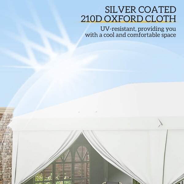 Outsunny 3 x 6m Pop Up Gazebo with Sides, Waterproof Heavy Duty Garden & Camping Shelter with Windows & Storage Bag, White Aosom UK