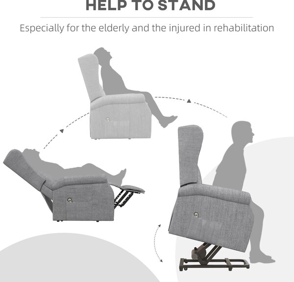 HOMCOM Power Lift Chair for Elderly, Electric Riser Recliner Armchair with Remote Control, Grey Aosom UK