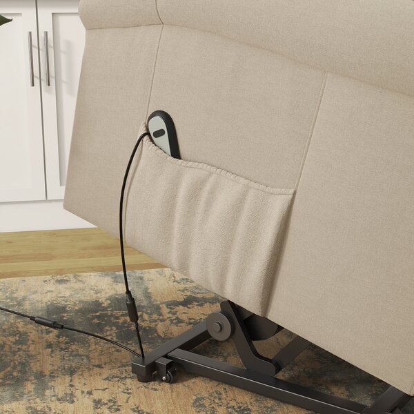 HOMCOM Electric Recliner Armchair for Elderly with Remote Control, Fabric Riser Recliner Chair, Beige Aosom UK