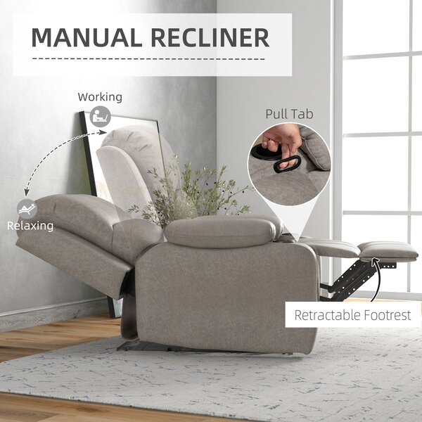 HOMCOM Microfibre Recliner Armchair, with Adjustable Leg Rest, Cup Holder, Cat Scratch Resistant Fabric, for Home Living Room, Brown