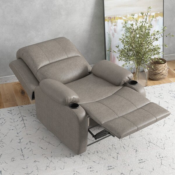 HOMCOM Microfibre Recliner Armchair, with Adjustable Leg Rest, Cup Holder, Cat Scratch Resistant Fabric, for Home Living Room, Brown