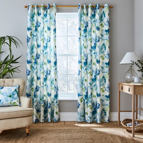 Watercolour Floral Eyelet Curtains