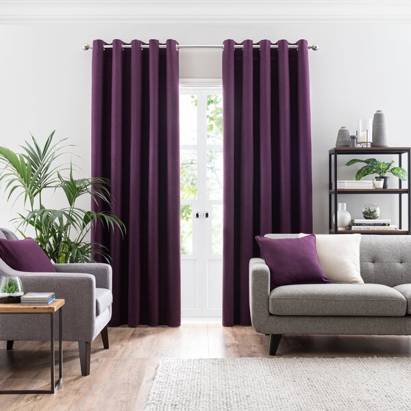 Luna Brushed Blackout Eyelet Curtains