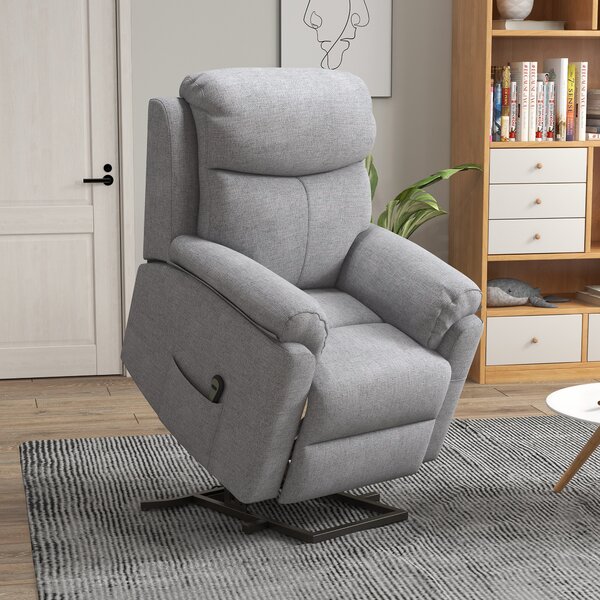 HOMCOM Power Lift Chair Electric Riser Recliner for Elderly, Linen Fabric Sofa Lounge Armchair with Remote Control and Side Pocket, Cat Scratch Anti, Grey