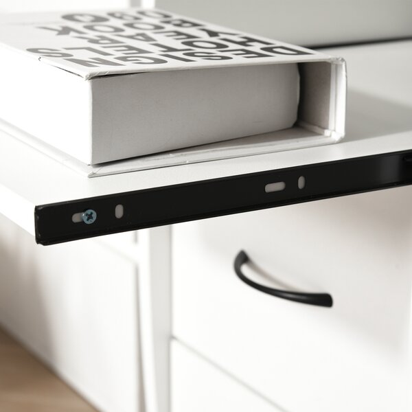 HOMCOM Office PC Desk, Computer Table Workstation with Keyboard Tray, CPU Shelf, Drawers, Sliding Scanner Shelf, White Aosom UK