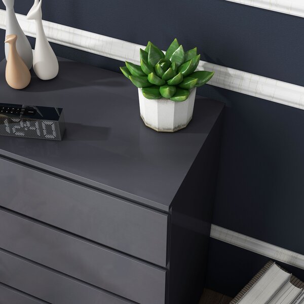 HOMCOM Modern High Gloss Chest of Drawers, 4-Drawer Bedroom Storage Dresser, Stylish Furniture Aosom UK