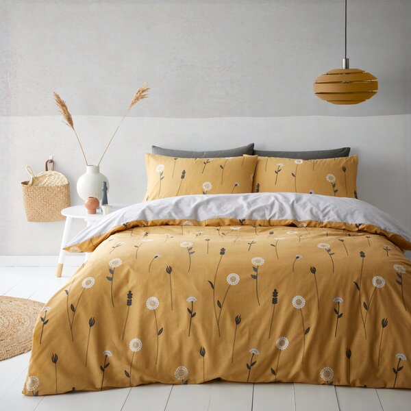 Scandi Floral Grey Duvet Cover and Pillowcase Set