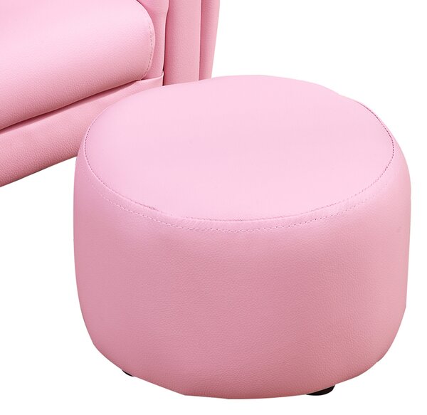 HOMCOM Toddler Chair Single Seater Kids Sofa Set Children Couch Seating Game Chair Seat Armchair w/ Free Footstool (Pink)