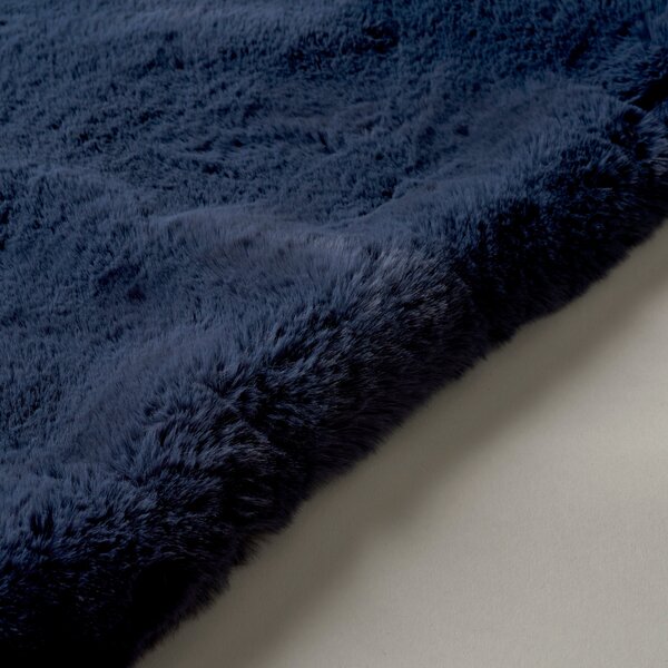 Silky Soft Faux Fur Throw Blanket Navy