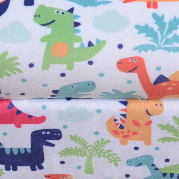 HOMCOM Children Armchair Kids Sofa Tub Chair Seat Cartoon Dinosaur Pattern Bedroom Flannel Wooden Frame Non-slip Playroom Seater Aosom UK