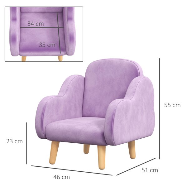 ZONEKIZ Cloud Shape Toddler Armchair, Ergonomically Designed Kids Chair, Children Playroom Mini Sofa for Relaxing for Ages 1.5-5 Years Aosom UK