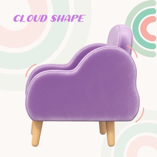 ZONEKIZ Cloud Shape Toddler Armchair, Ergonomically Designed Kids Chair, Children Playroom Mini Sofa for Relaxing for Ages 1.5-5 Years Aosom UK