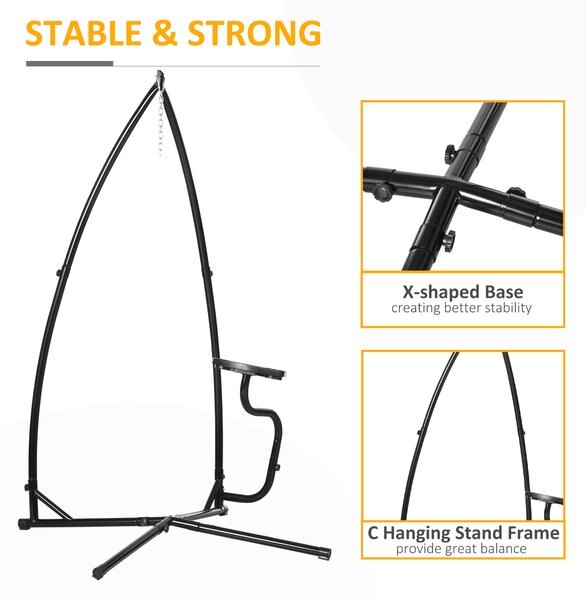 Outsunny Hammock Chair Stand Only Construction Heavy Duty Metal C-Stand for Hanging Hammock Chair Porch Swing Indoor or Outdoor Use