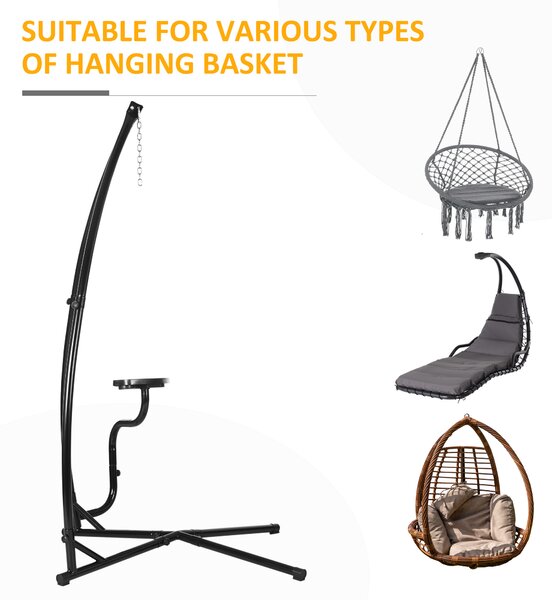 Outsunny Hammock Chair Stand Only Construction Heavy Duty Metal C-Stand for Hanging Hammock Chair Porch Swing Indoor or Outdoor Use