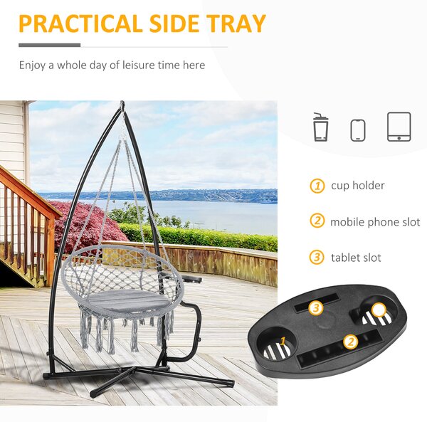 Outsunny Hammock Chair Stand Only Construction Heavy Duty Metal C-Stand for Hanging Hammock Chair Porch Swing Indoor or Outdoor Use
