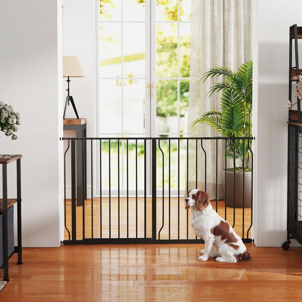 PawHut 75-145cm Dog Gate Extra Wide Stairway Gate for Pet,Pressure Fit Stair Gate for Doorways, Hallways, Staircases, Black Aosom UK