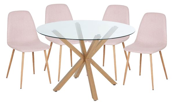 Ludlow Round Dining Table and 4 Chairs - Pink