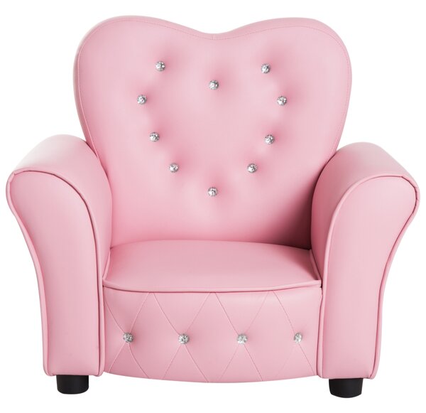 HOMCOM Kids Toddler Chair Sofa Children Armchair Seating Relax Playroom Seater Girl Princess Pink Aosom UK