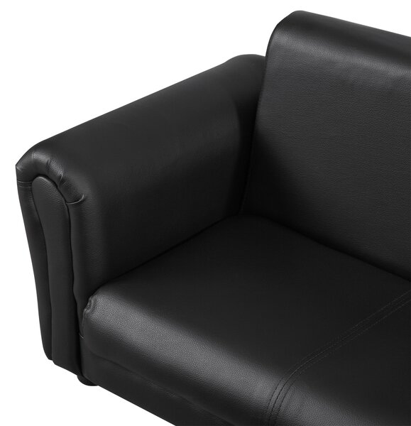 HOMCOM 2 Seater Toddler Chair Kids Twin Sofa Childrens Double Seat Chair Furniture Armchair Boys Girls Couch w/ Footstool (Black) Aosom UK