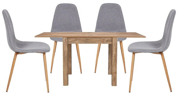 Kubu Extending Dining Table and 4 Ludlow Chairs - Grey