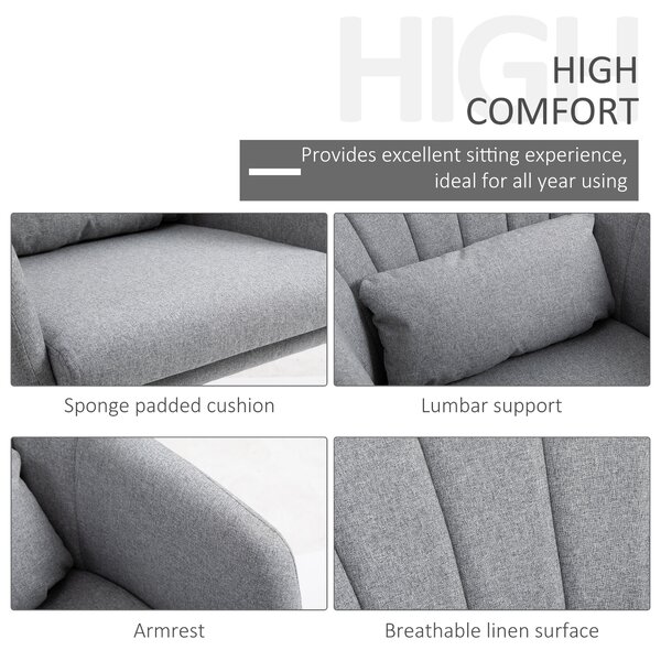 HOMCOM Swivel Accent Chair Contemporary Vanity Armchair with Adjustable Height Thick Cushion Lumbar Support Armrest for Bedroom, Cat Scratch Resistant