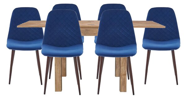 Kubu Extending Dining Table and 6 Perth Chairs - Navy