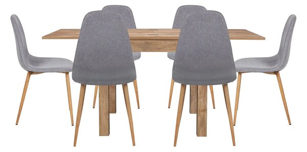 Kubu Extending Dining Table and 6 Ludlow Chairs - Grey