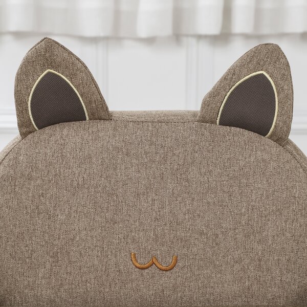 HOMCOM Kids Sofa Toddler Chair Children Armchair for Preschool Bedroom Playroom with Ear Modeling Wood, Cat Scratch Resistant, Brown Aosom UK