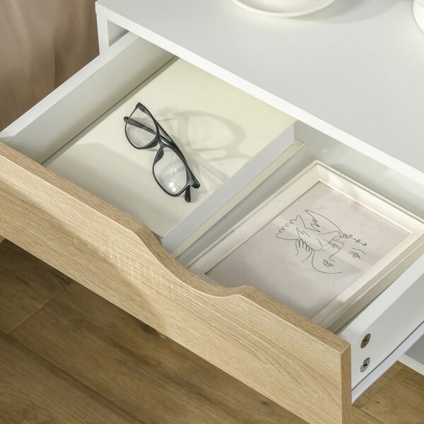 HOMCOM Bedside Table Set: Modern Nightstands with Drawer & Shelf, Bedroom & Living Room Storage, Set of 2 Aosom UK
