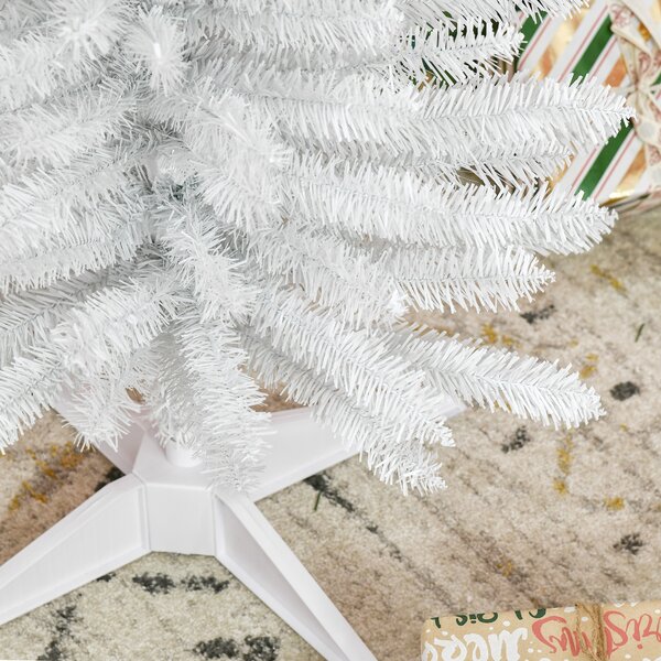 HOMCOM 5T Artificial Pine Pencil Slim Tall Christmas Tree with Branch Tips Xmas Holiday Décor with Stand White Aosom UK