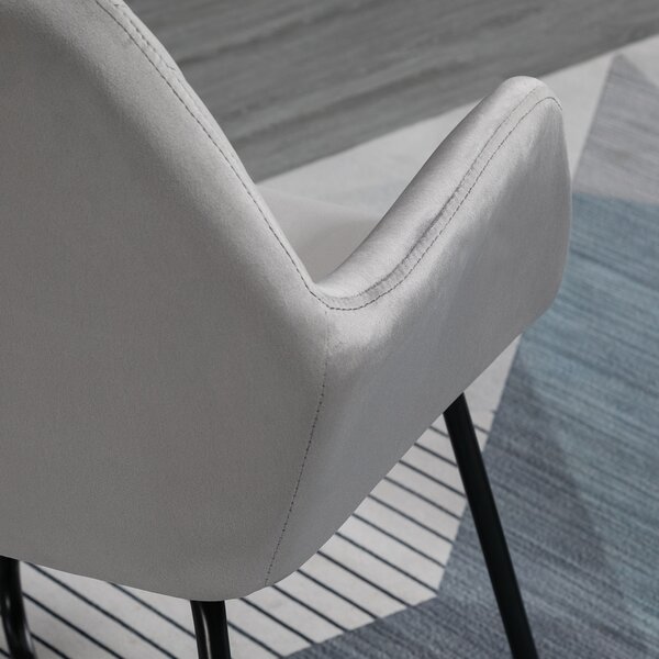Modern ArmChair HOMCOM Upholstered Accent Chair with Metal Base for Living Room Grey Aosom UK