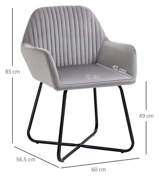 Modern ArmChair HOMCOM Upholstered Accent Chair with Metal Base for Living Room Grey Aosom UK