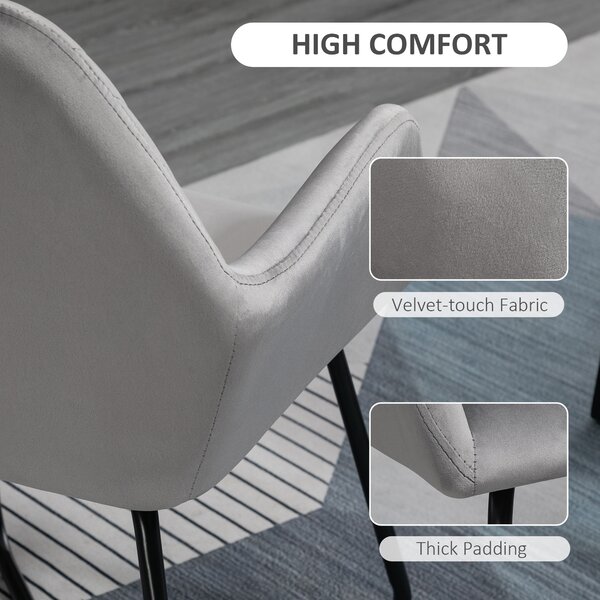 Modern ArmChair HOMCOM Upholstered Accent Chair with Metal Base for Living Room Grey Aosom UK