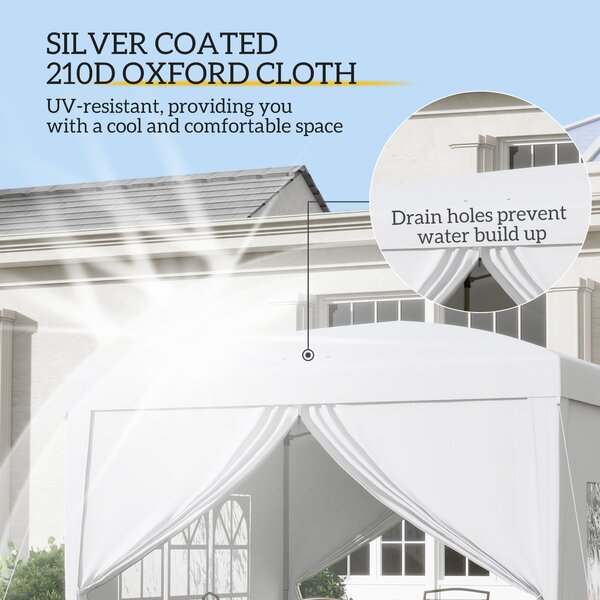 Outsunny 3 x 3m Pop Up Gazebo with Sides, Steel Frame Tent, Garden Marquee with Carry Bag and Windows, White Aosom UK