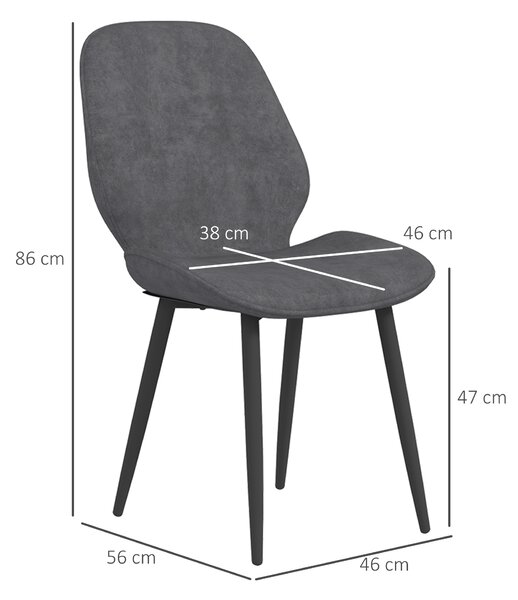 HOMCOM Velvet Dining Chairs with Metal Legs, Cosy Seating, Set of 2 Kitchen Chairs for Dining & Living Room, Grey Aosom UK