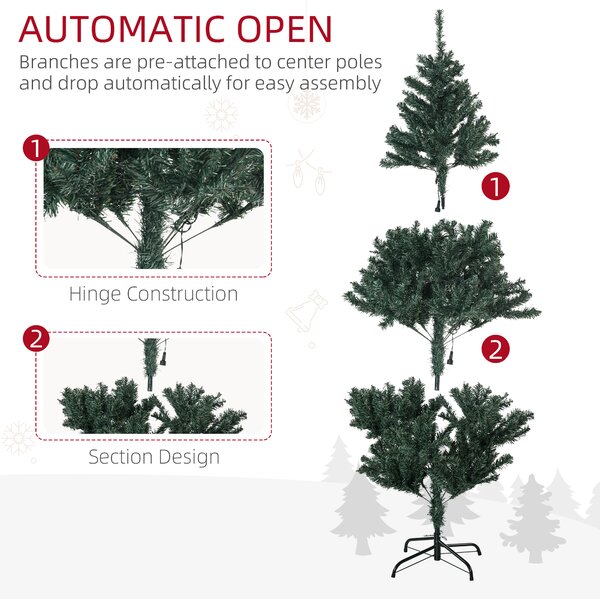 HOMCOM 5' Artificial Prelit Christmas Trees Holiday Décor with Warm White LED Lights, Decoration, Banner, Tag, Ball Aosom UK