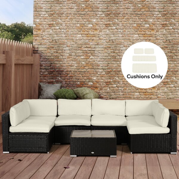 Outsunny Garden Rattan Sofa Seat Cushion Covers Replacement Outdoor, No Cushion Included, Beige