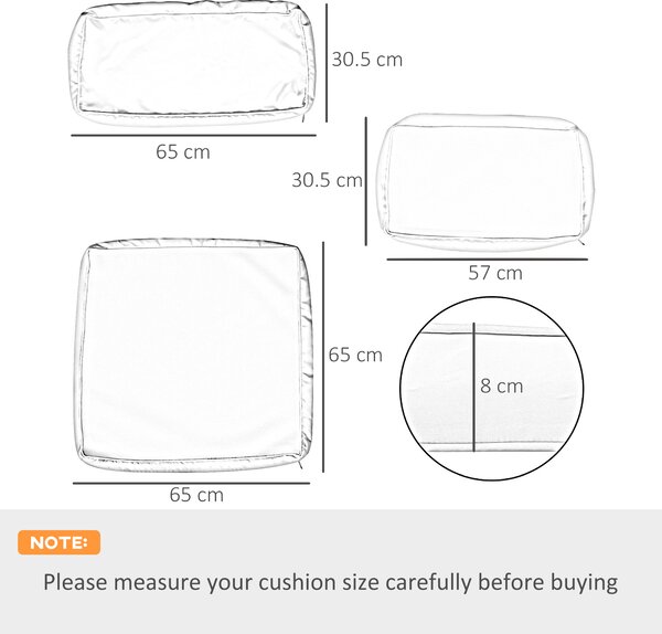 Outsunny Garden Rattan Sofa Seat Cushion Covers Replacement Outdoor, No Cushion Included, Beige