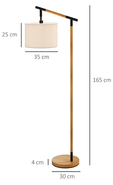HOMCOM Modern Floor Lamp with 350° Rotating Lampshade, for Living Room and Bedroom, LED Bulb Included, Brown