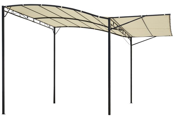 Outsunny 3 x 2.5 m Metal Pergola Wall Mounted Gazebo Door Canopy for Party Garden Sunshade with Extended Shelter, Cream White