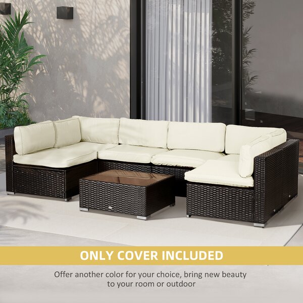 Outsunny Garden Rattan Sofa Seat Cushion Covers Replacement Outdoor, No Cushion Included, Beige