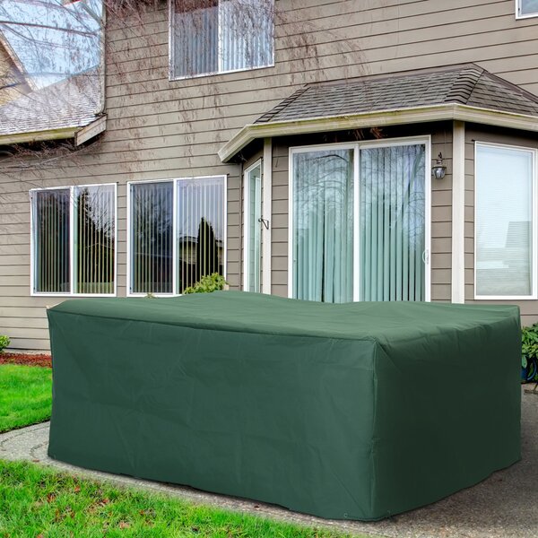 Outsunny 600D Garden Furniture Cover Outdoor Garden Rattan Furniture Protection Oxford Set Cover Waterproof Anti-UV Green 205x145x70cm Aosom UK
