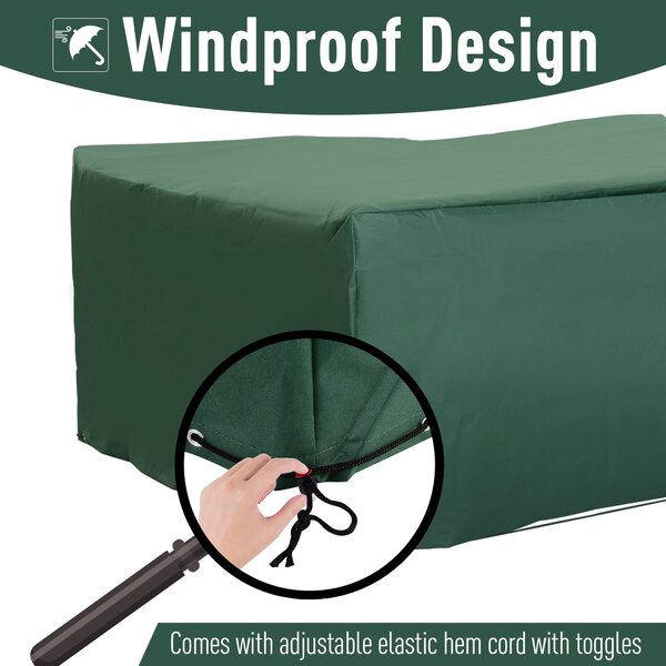 Outsunny 600D Garden Furniture Cover Outdoor Garden Rattan Furniture Protection Oxford Set Cover Waterproof Anti-UV Green 205x145x70cm Aosom UK