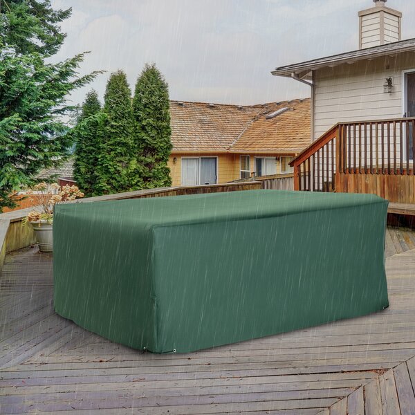 Outsunny 600D Garden Furniture Cover Outdoor Garden Rattan Furniture Protection Oxford Set Cover Waterproof Anti-UV Green 205x145x70cm Aosom UK