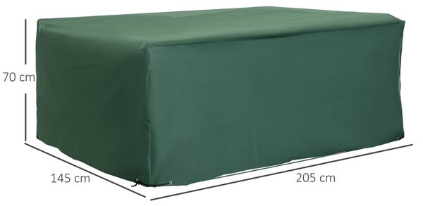 Outsunny 600D Garden Furniture Cover Outdoor Garden Rattan Furniture Protection Oxford Set Cover Waterproof Anti-UV Green 205x145x70cm Aosom UK