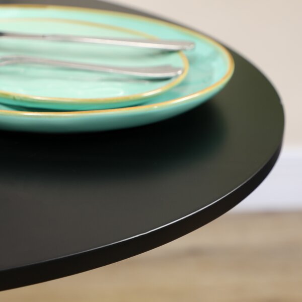 HOMCOM Round Dining Table with Steel Base, Non-slip Foot Pad, Compact Size Modern Dining Table for Kitchen, Dining Room, Black Aosom UK