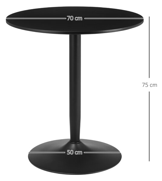 HOMCOM Round Dining Table with Steel Base, Non-slip Foot Pad, Compact Size Modern Dining Table for Kitchen, Dining Room, Black Aosom UK
