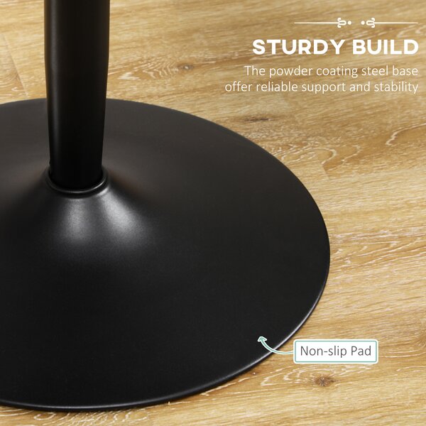 HOMCOM Round Dining Table with Steel Base, Non-slip Foot Pad, Compact Size Modern Dining Table for Kitchen, Dining Room, Black Aosom UK