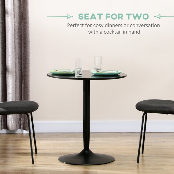 HOMCOM Round Dining Table with Steel Base, Non-slip Foot Pad, Compact Size Modern Dining Table for Kitchen, Dining Room, Black Aosom UK