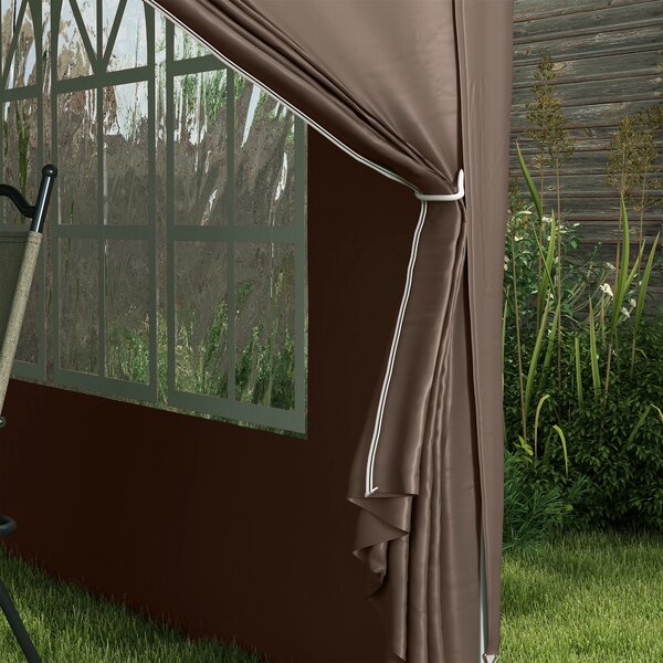 Outsunny 3 x 3m Steel Frame Gazebo, Water Resistant Canopy Tent with Carry Bag for Weddings, Camping & Outdoor Events, Brown Aosom UK